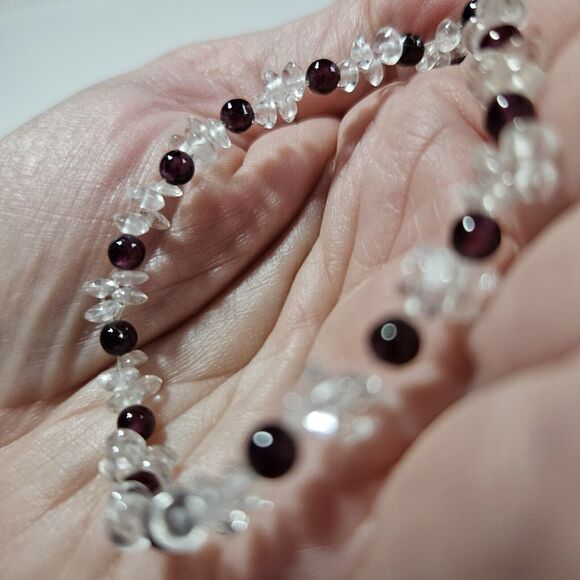 ***Final Sale*** Quartz And Garnet Beaded Bracelet With Silver Clasp - Picture 2 of 10